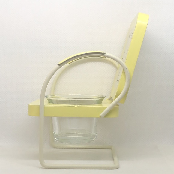 Yankee Candle Beach Chair Tea Light Candle Vintage Metal Pail Yellow & White 💛 - Picture 3 of 7